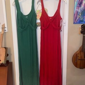 Green and red NYco Goddess Dresses $25 each